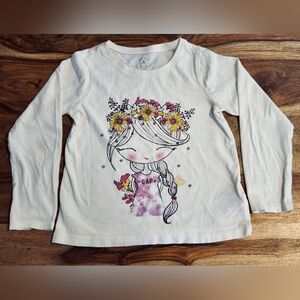 GAP Kids Cream Graphic Long Sleeve Tee